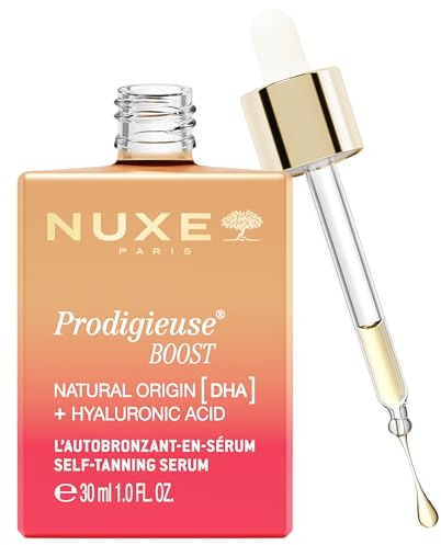 NUXE Prodigieuse Boost Selbstbräunungsserum für Gesicht und Hals mit 100% natürlicher Hyaluronsäure und DHA für einen allmählichen und strahlenden Glanz, 1,0 Fl Oz