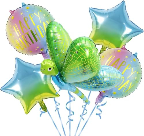 Schmetterling Ballon 5 Stück Stern Luftballon Grün Schmetterlinge Folienballon Happy Birthday Luftballons für Mädchen Kinder Schmetterling Geburtstagsdeko