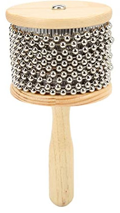 Hölz Cabasa, Handgeschnittene Cabasa Stahlball Percussion Musikinstrument für Kinderunterricht (Medium cabasa)