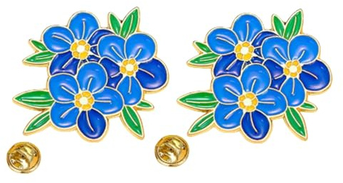 2 PCS Forget Me Not Pin Badges, Dementia Badge Blue Flowers