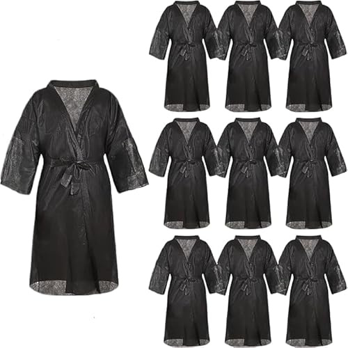Elitzia 10Pcs Disposable Bathrobe Kimono Travel Bathrobe Disposable Salon Robe Non Woven Fabric Spa Robe Waterproof and Breathable Sauna Suitable for Spa Sauna ET1748 100 x 68cm