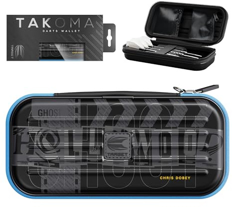 Target Darts Chris Dobey Ghost Series Takoma Cartera, Regular – Dardos Fundas, Negro/Blanco Storage Estuches, “Hollywood” Zipper Portadardos, Profesionales Accesorios – Retiene 3 Totalmente Montado