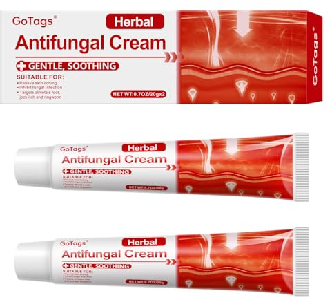 Antifungal Cream - Soothes Itching & Burning, Targets Fungal Irritations: Jock Itch, Ringworm, Athlete's Foot - Fast Relief Formula for Body & Face -2 Packs - red