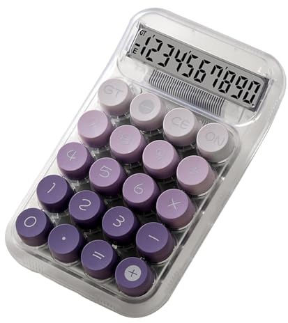 Calculadora Mecánica - Calculadora Estética, Calculadora De Escritorio De Dígitos, Calculadora Mecánica Portátil, Botones Mecánicos, Bastante Calculadora De Escritorio Teclado Con Pantalla LCD Grande