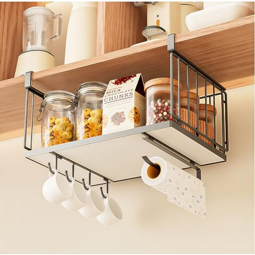 MIUSITE Under Shelf Storage Basket for Kitchen Storage - Black