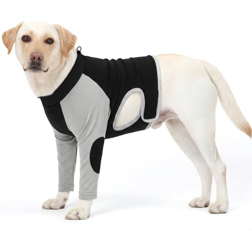 Kuoser Hundebody nach Op mit Ellbogenschutz, Leckschutz Hund, Schwarz 3XL | Op Body Hund für Hündin Rüde mit Beinen, verhindert Lecken & Beißen nach Op, Recovery Suit ermöglicht freie Bewegung