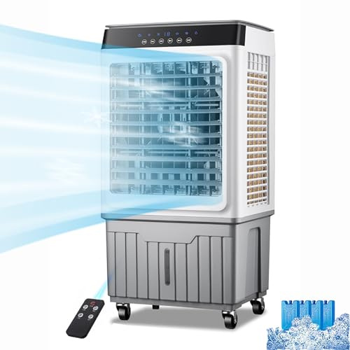 Ventilador evaporativo de aire frío portátil con hielo para una refrigeración eficaz, ideal para uso doméstico y comercial