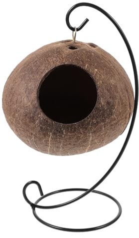 PLAFOPE Amaca a Dondolo per Criceti e Piccoli Animali in Guscio di Cocco, Nido Appeso Confortevole e Robusto in Ferro, per Decorazione Casa e Riposo