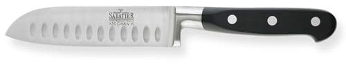 RICHARDSON SHEFFIELD R07000P442160 V Sabatier Finest Grade Stainless Steel Santoku Knife, Black, 12.5 cm
