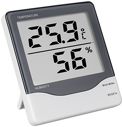 TFA Dostmann Thermometer innen digital mit großem Display, 30.5002, Innentemperatur messen, Luftfeuchtigkeit, gesundes Raumklima, weiß
