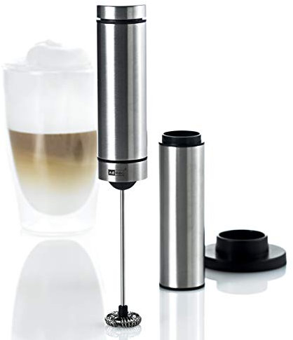 AdHoc MS10 Batteriebetriebener Milch- und Saucenschäumer RAPIDO mit Ständer, Edelstahl/Kunststoff
