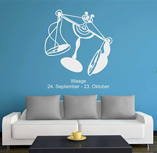INDIGOS UG - Wandtattoo Wohnzimmer - Wandaufkleber Waage - Sternzeichen 80x69 cm Silber w383 - Aufkleber Kinderzimmer Schlafzimmer Küche Badezimmer Büro Dekoration