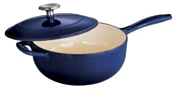 Tramontina Bestow Enameled Cast Iron 3-Qt Saucier Pan with Lid, Blue