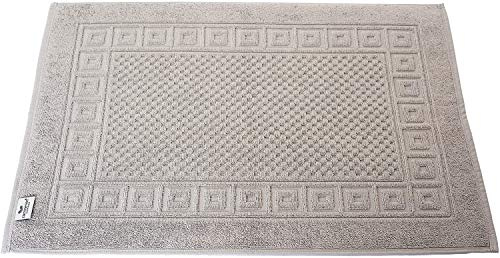 Carenesse Fussmatten 50 x 70 cm 100 Baumwolle grau Badvorleger Muster | Premium Hotelqualität, Öko-Tex 100, Waffelmuster & Bordüre, Frottee fusselfrei saugstark weich kochfest 60 Grad