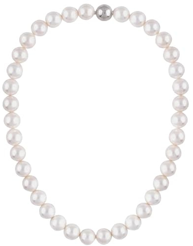 Leslii Perlenkette Collier Halskette Damen Kette Perlencollier echte Muschelkern-Perlen 44cm Magnet Verschluss