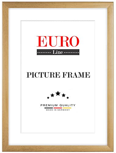 EUROLine35 Holz Bilderrahmen 86 x 51 cm nach Maß - Farbe: Gold Gewischt | Größe wählbar | mit Antireflex Acrylglas | Rahmen für Foto | Poster | Puzzle