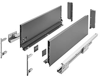 GTV - Système de Tiroirs Axis Pro, Ensemble de Tiroirs, Extraction Totale, Amortissement Intégré, Charge 40 kg, Tiroir Coulissant avec Fermeture Douce - Largeur 500 mm, Hauteur 168 mm, Anthracite