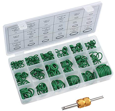AUTOUTLET 270tlg. Dichtungsringe Set, 18 Größen, O Ringe Sortiment, Gummi Dichtungen Ringe Gummiringe mit Ventilkernentferner, Dichtring für Klimaanlage Auto Fahrzeug Reparatur