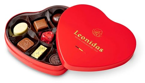 Leonidas Scatola di latta a forma di cuore con 9 cioccolatini belgi Leonidas