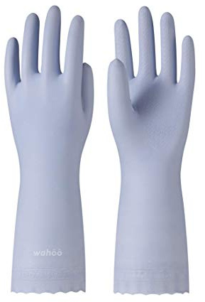 LANON 1 Pair Cleaning Gloves, Latex Free Washing up Gloves, Ulined Dishwashing Gloves for Kitchen, Reusable, Waterproof, Non-Slip, Icelandic Blue, Small