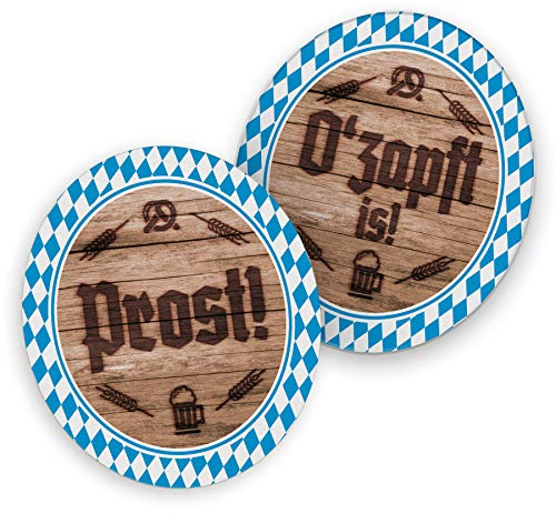 itenga 40x Bierdeckel Untersetzer aus Pappe I O'zapft is! / Prost! I rund, Ø 10,7 cm I ideal als Untersetzer bei bayrischen Anlässen, Grillpartys oder Mottopartys