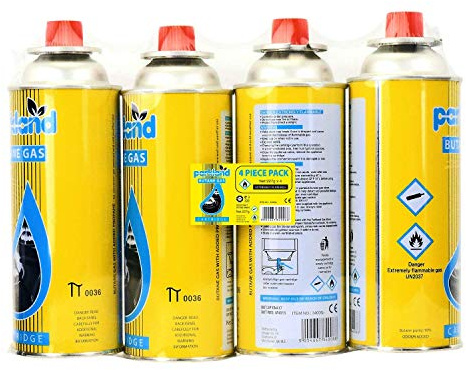 Thrink PACK OF 8 Butane Gas Bottles Canister Camping Heater Cooker BBQ | Compact And Resealable CP 250 Valve Gas Cartridge | Can Use 1.6 Hours To 2 Hours Continuously | 220gm of Butane In Each Can