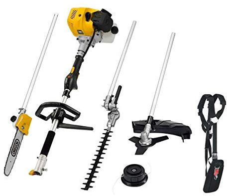 TEXAS Gartenpflegeset BCU43M 4-in-1 Benzin Hochentaster Hochheckenschere Teleskop Kettensäge Astschere Motorsense Freischneider Rasentrimmer | 2-Takt 52 CCM | 1250 Watt| bis 230 cm Länge