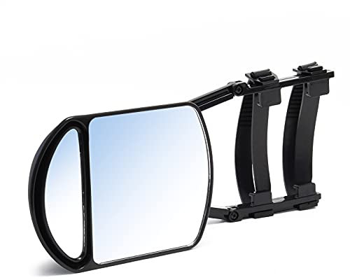 Wiltec Wohnwagenspiegel schwarz universal Außenspiegel für Wohnwagen und Caravan mit Gummiriemen, Flach- und Konvexspiegel