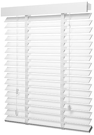 Ventanara® Holzjalousie 50mm Holz Jalousie Matt Jalousette Echtholz (90 x 250 cm, weiß)