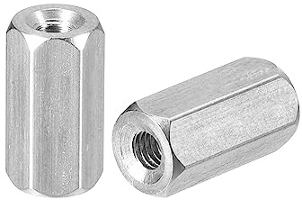 sourcing map 5 Stück Langen Sechskantmuttern M3 x 0.5 Abstand 12mm Länge Kupplung Muttern 304 Edelstahl Metrisch Sechskant Stab Kupplung Muttern