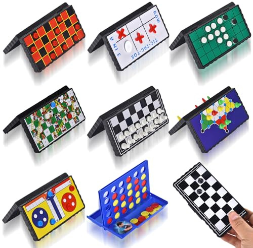 COLORGO 8-in-1 Mini Magnetic Chess Game Set with Portable Folding Magnet Board Pocket Games, Family Trips Camping Activities Party Games for Kids and Adults
