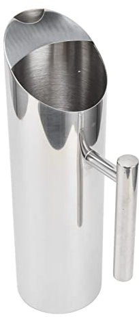 Jarra de acero inoxidable, gran capacidad, acero inoxidable 304, mango ergonómico, resistente al calor, perfecta para bebidas frías o calientes, ideal para café (recto 2 litros)