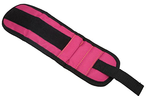 Armband Werkzeug Armband Schraubenhalter Werkzeuggürtel Armband Armband Wasserdicht Werkzeuge Aufbewahrungsgürtel mit 2 Magneten zum Halten von Schrauben Nägeln Bohrer Bitsrose Rot (p.Ink)