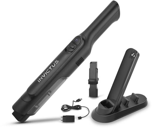 Genius Invictus ONE Primus Akku-Haundstaubsauger 8 TLG., Kleiner Akkusauger Autostaubsauger kabellos beutellos leicht, HEPA Filter, 2 in 1 Fugendüse Textilbürste, Hand Vacuum Cleaner Auto Küche