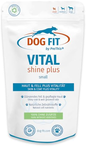 DOG FIT by PreThis® VITAL Shine Plus für Hunde I Glänzendes Fell & gepflegte Haut I Unterstützt Fellwechsel & die Normale Haut- & Fellstruktur I Ohne unerwünschte Zusätze I small bis 10kg