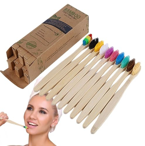 Holzkohlezahnbürsten, weiche Borsten, wiederverwendbare Holzzahnbürste, Reise-Set für Damen, Herren und Erwachsene