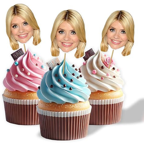 Personalised Cupcake Toppers Birthday Decorations - Customized Photo Face Cake Topper for Birthdays Anniversary Parties (20 Toppers)