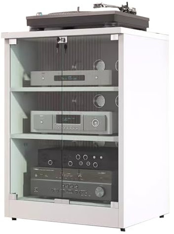 ZDHFFFUK HIFI-Audioschrank, 2 Ebenen, HiFi-Racks und -Ständer, Audio-Rack, Audio-Unterhaltungseinheit, Medienschrank, Heimkino, KTV, professioneller Geräteschrank (weiß, 60 x 50 x 80 cm (3 Ebenen))