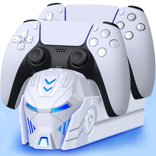 HELLCOOL PS5 Controller Ladestation - PS5 Ladestation mit Cooles Aussehen/RGB-Licht für PlayStation 5 Controller DualSense/Edge Controller