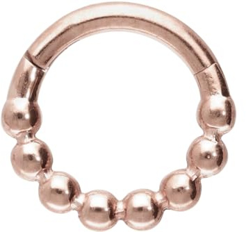 PIERCINGLINE Titan Segmentring Clicker KUGELN Piercing Nase Ohr Septum Helix Roségoldfarben 1,2 x 8 mm