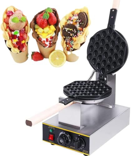 1400W Egg Bubble Puff Iron, Bubble Waffle Maker Adjustable Temperature 50-300℃, with Non-stick Coating Stainless Steel Baker, for Home or Commercial Use