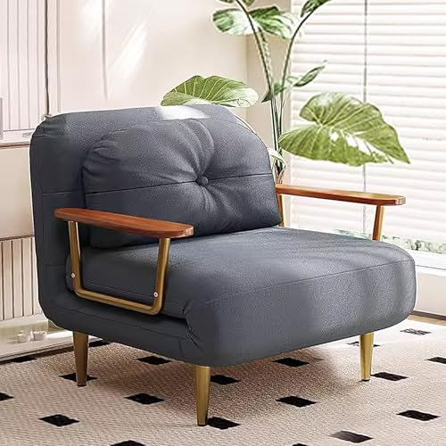 Queen Tragbares Klappbett Couch mit ausziehbarem Design für Erwachsene, 6 Positionen, verstellbare Rückenlehne für Wohnzimmer, Wohnung, Büro, Tech-Leder/Samtstoff, Schwarz (190 x 80 x 33 cm)