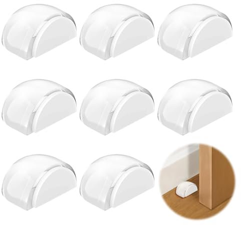mizikuu 8 Pezzi Fermaporta Trasparente, Adesivo Fermaporta da Pavimento Blocca Porta Gommini Door Stopper Ferma Porta da Muro Protezioni per Pareti