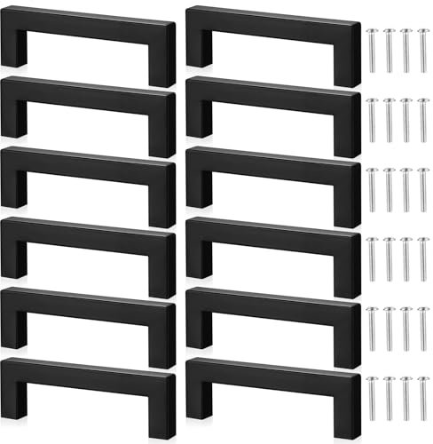 Qxayxa 12 Maniglie Nere per Barra a T - Armadio, Camera da Letto, Cucina - 96mm