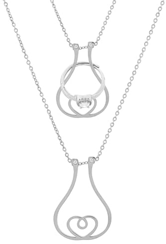 Hobbspring Herz Halskette Für Damen Hochzeit Verlobung Charm Anhänger Vintage Halskette Schmuck Für Ehefrau Verlobte Krankenschwester Damen Geschenk