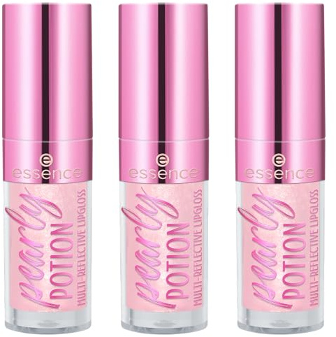 essence pearly POTION MULTI-REFLECTIVE LIPGLOSS, Nr. 01, Nude, glänzend, schimmernd, holographisch, transluzent, vegan, ohne Parabene, ohne Mikroplastikpartikel, Nanopartikel frei, 3er Pack (3x2.5ml)