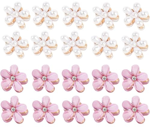 Yamobi 20 Stück Mini Blumen Haarklammer mit Perlen- und Blumen-Design, Rutschfeste Haarspangen Blumen, Dekorative Flower Hair Clip für Frauen und Mädchen