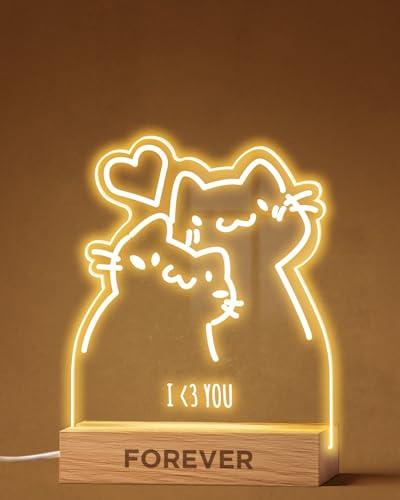 Panorama Personalisiert Lampe mit Foto und Text - Ein paar Katzen - 15x22 cm - Personalisierte Fotolampe LED - Geschenke für Männer, Frauen, Valentinstag oder Jahrestag - Deko Licht mit Bild