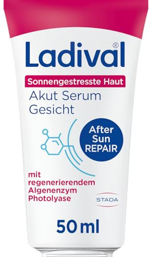 Ladival Akut Serum After Sun Repair für sonnengestresste Haut, Gesicht 50ml | After Sun für Kinder & Erwachsene, Mit Panthenol & Vitamin E, Photolyase regeneriert UV-Schäden, Kühlt & beruhigt