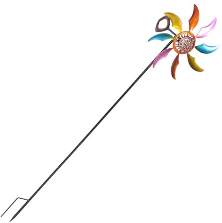 HYTROVE Molino De Viento De Metal para Jardín Decoración Exterior De Jardín Molino Giratorio Colorido y Divertido Decoración De Patios